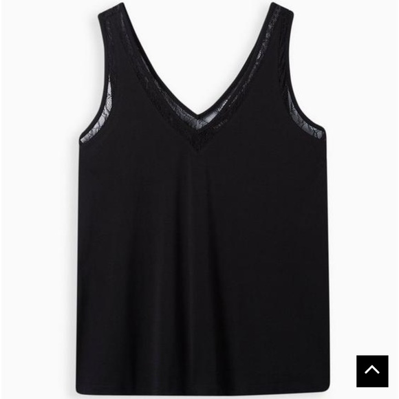 torrid Studio Crepe Jersey Lace Inset Double V-Neck Tank - Picture 6 of 13
